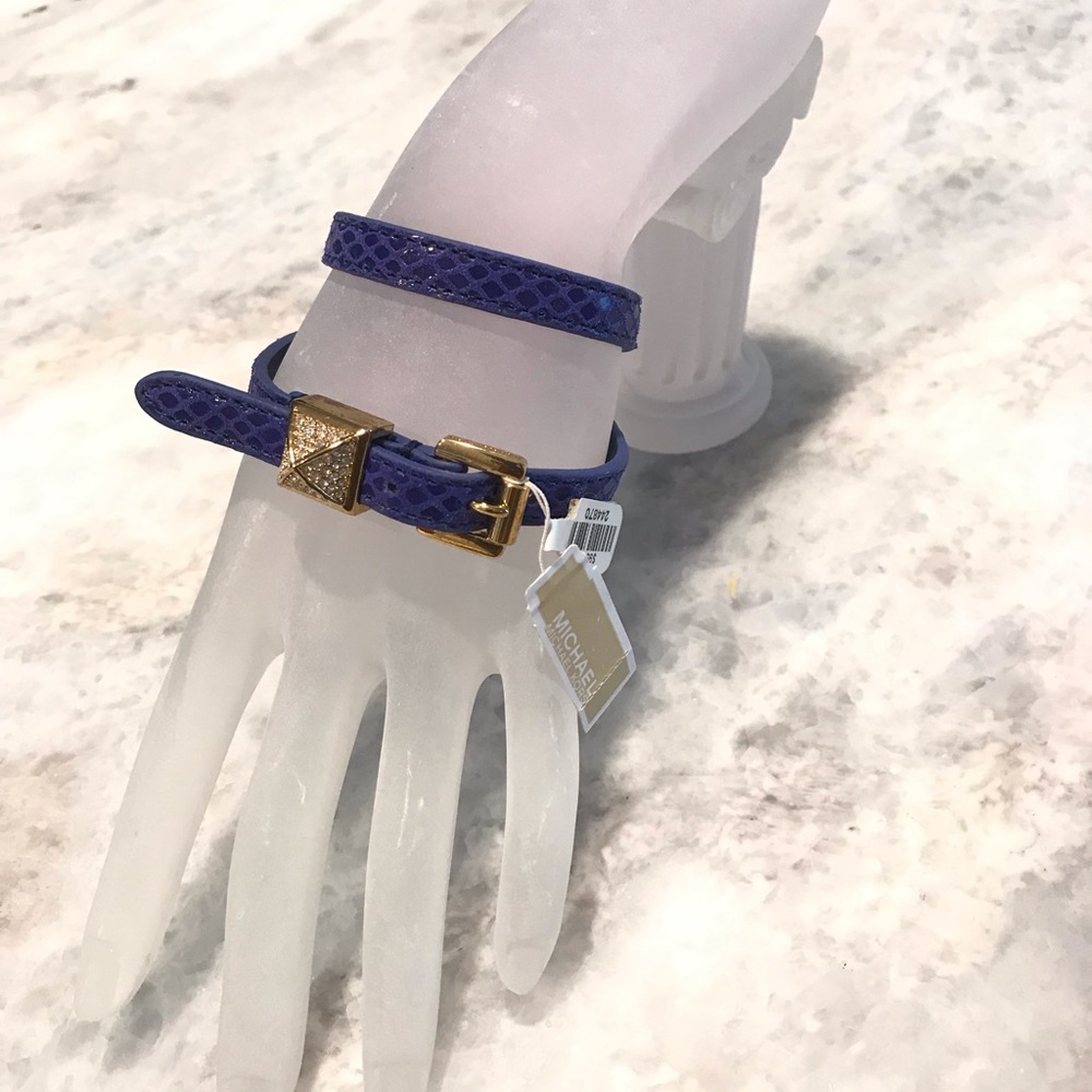 Michael Kors Leather Double Wrap Pyramid Bracelet